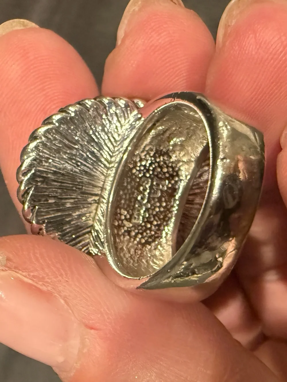Vintage Sterling Silver Blue Statement Ring Large Oval Cabochon Boho